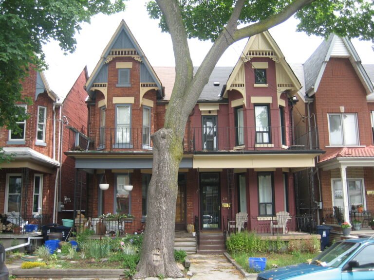 A Toronto bay-and-gable house built in buff yellow brick
